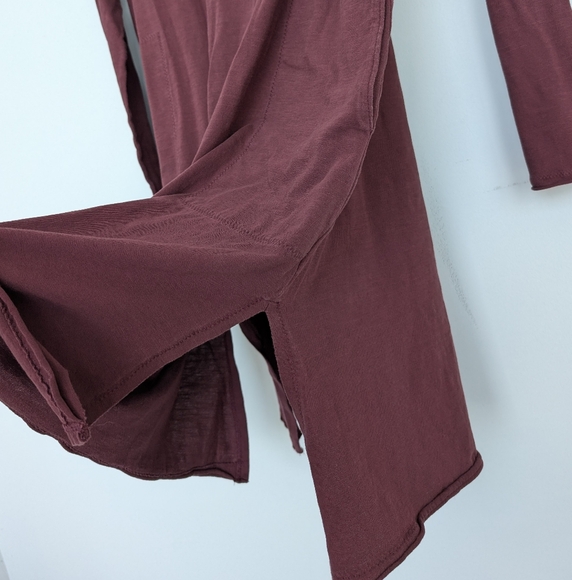 Gudrun Sjoden 100% Organic Cotton Maroon Long Sleeve Pocket Dress Lagenlook Sz M - Picture 5 of 16